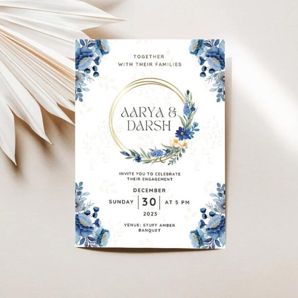 Blue-and-Gold-Watercolor-engagement-Invitation