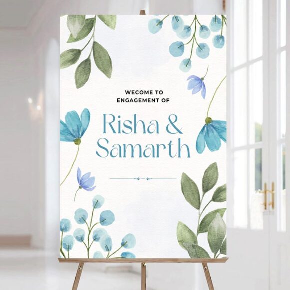 Green-Blue-Watercolor-Wedding-Engagement-Welcome-Board