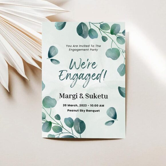 Green-White-Floral-Engagement-Party-Invitation