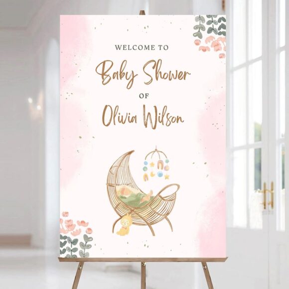 pink-watercolor-baby-shower-Welcome-board