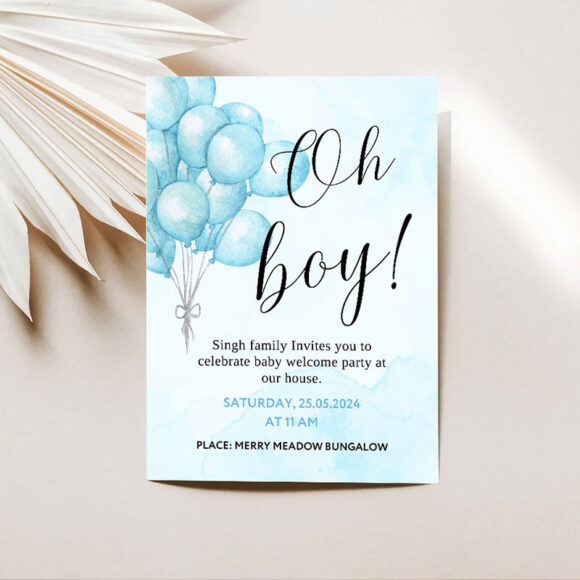 Balloon-Theme-Welcome-Baby-Boy-Invitation