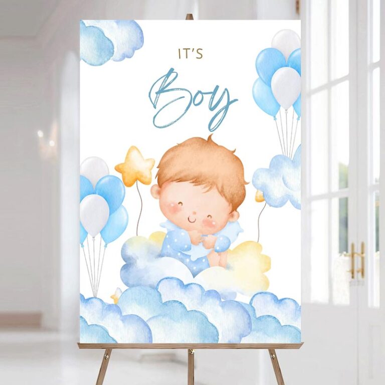 Cloud-Theme-Baby-Boy-Welcome-Board