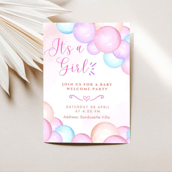 Colorful-Balloon-Theme-Welcome-Baby-Girl-Invitation